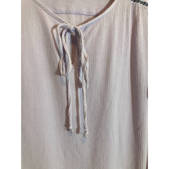 COMO Vintage Peasant Top Womens 2X Light Purple Embroidered Tie Neck Boho Hippie - Picture 14 of 14